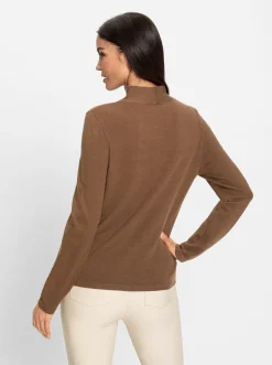Pullover|heine Stehkragenpullover mit geknotetem Detail braun