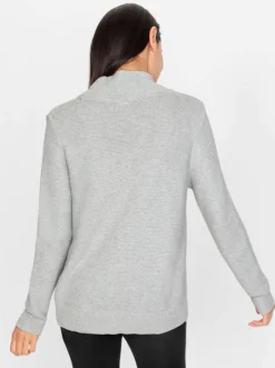 Pullover|heine Stehkragenpullover mit Glitzer-Details hellgrau-meliert