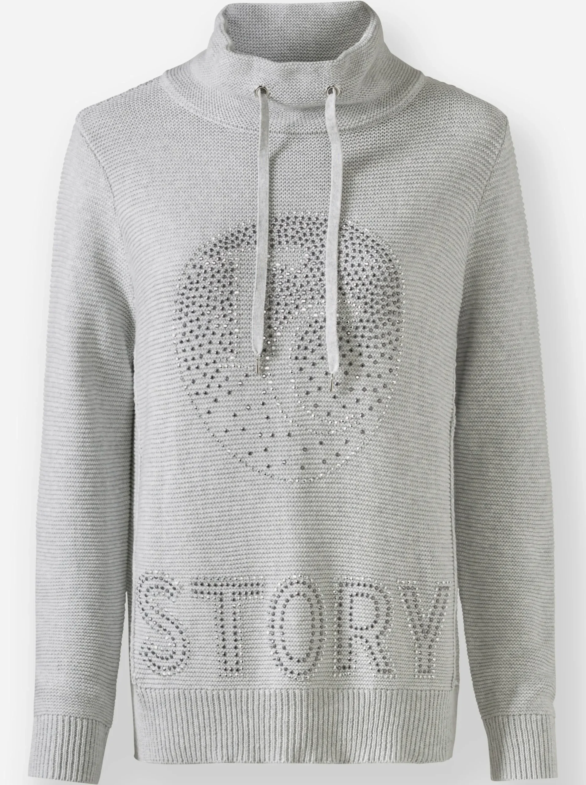 Pullover|heine Stehkragenpullover mit Glitzer-Details hellgrau-meliert