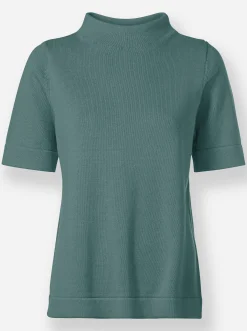 Pullover| Stehkragenpullover mit Halbarm jade