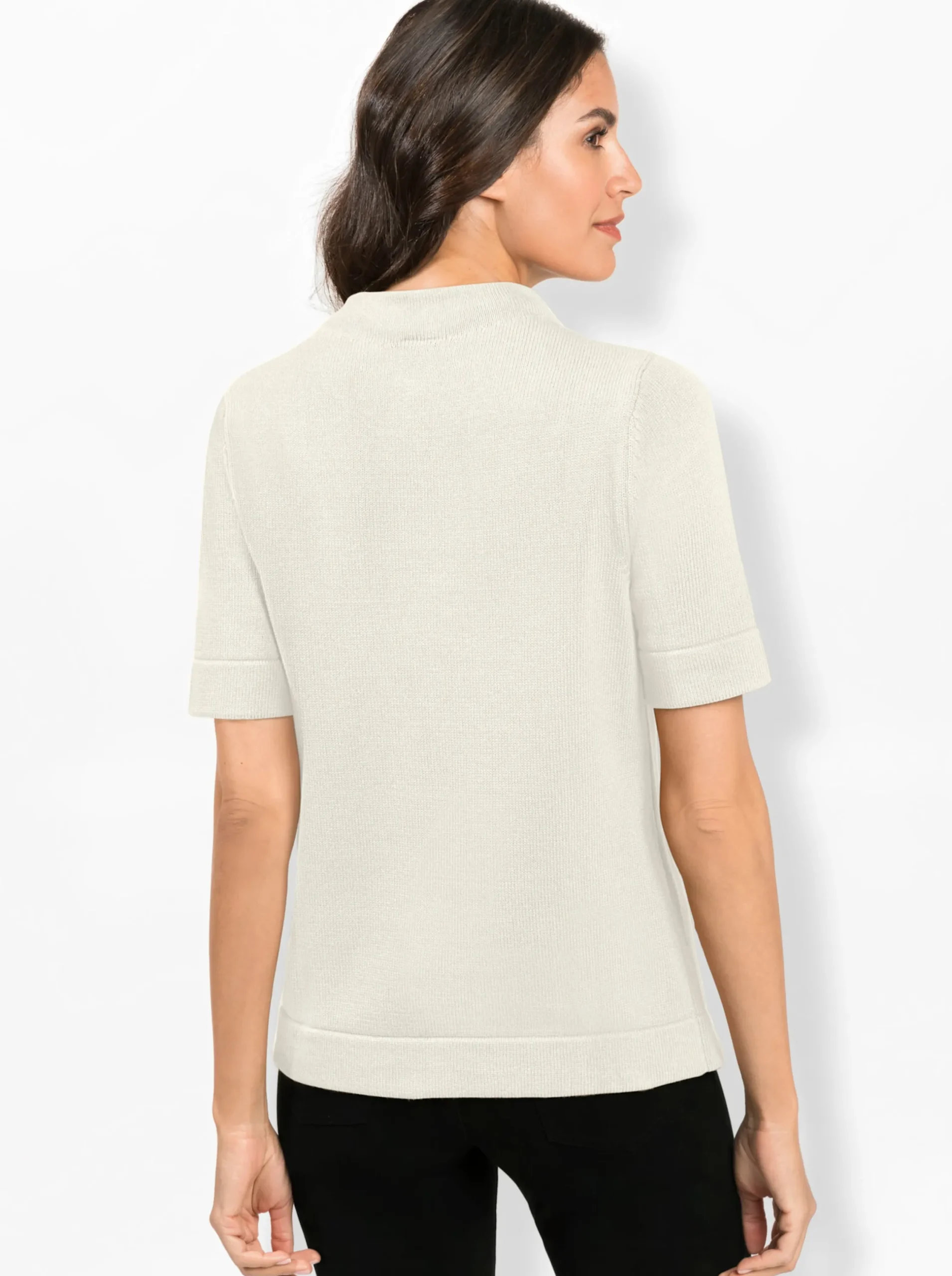 Pullover| Stehkragenpullover mit Halbarm ecru
