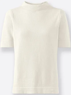 Pullover| Stehkragenpullover mit Halbarm ecru