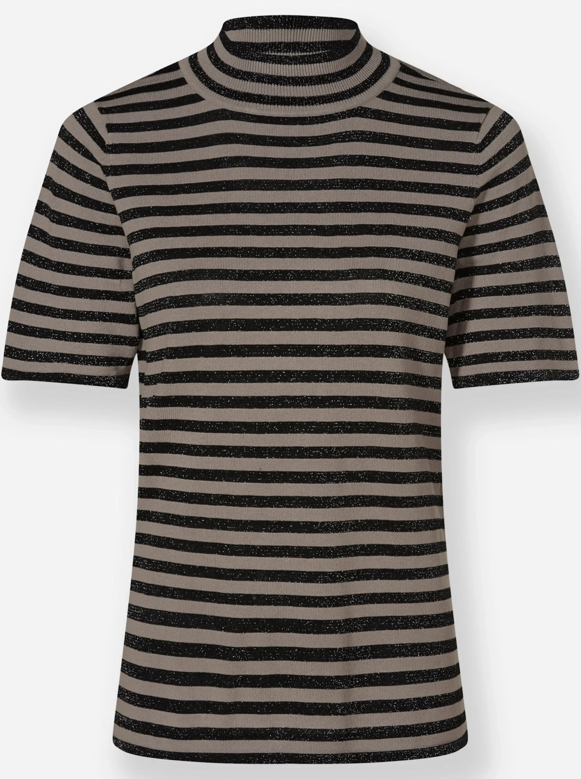 Pullover|heine Stehkragenpullover mit Ringel-Dessin schwarz-taupe-gestreift