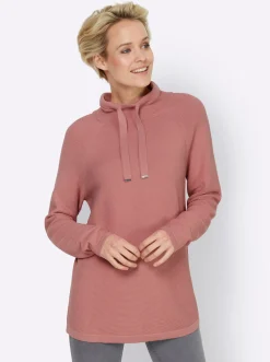 Pullover|heine Stehkragenpullover mit Zierbändern rosenquarz