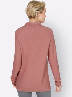Pullover|heine Stehkragenpullover mit Zierbändern rosenquarz