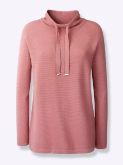 Pullover|heine Stehkragenpullover mit Zierbändern rosenquarz