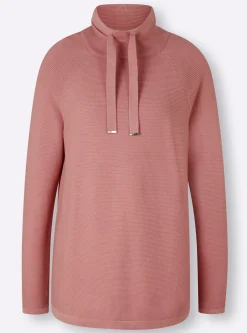 Pullover|heine Stehkragenpullover mit Zierbändern rosenquarz