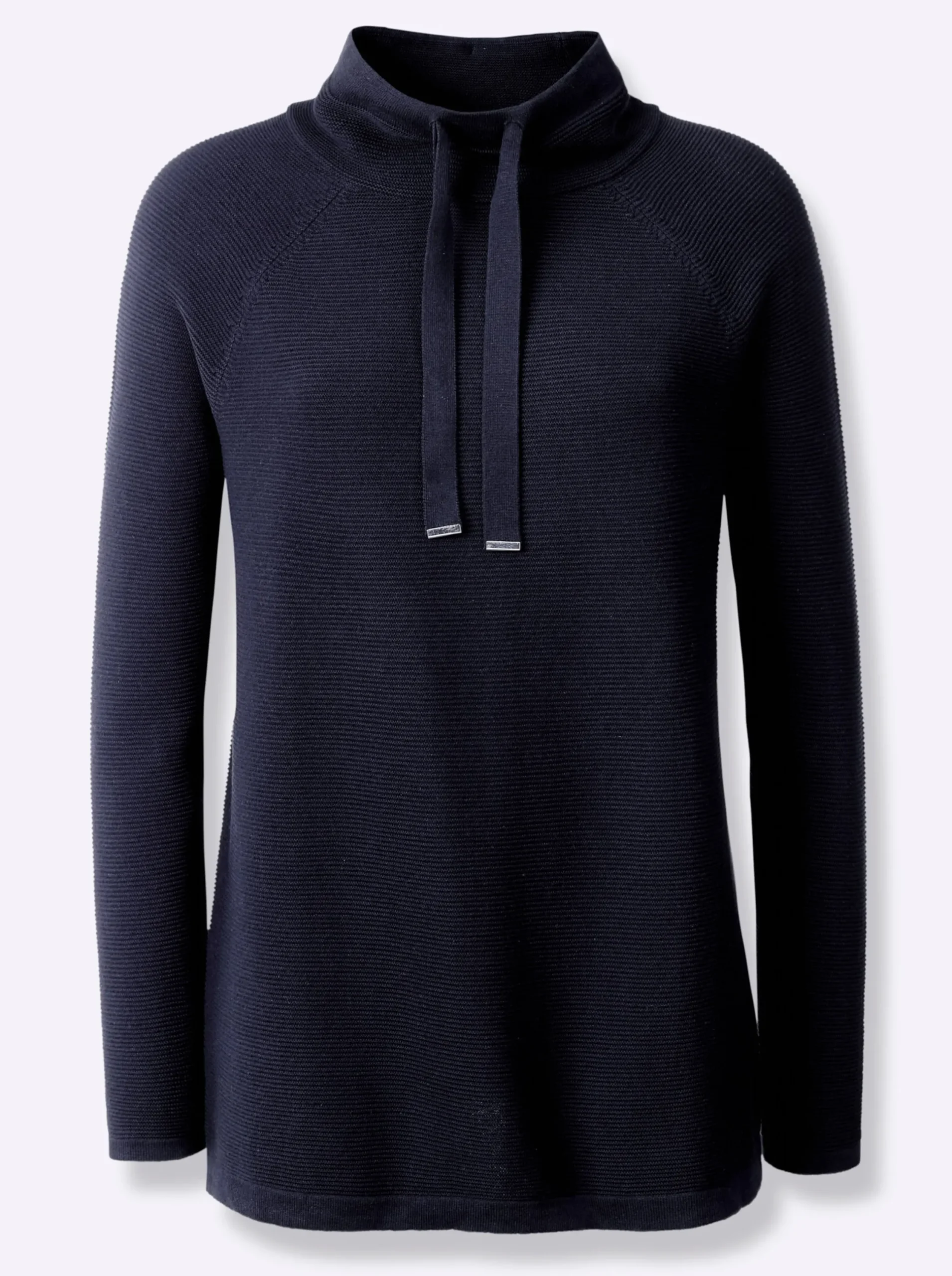 Pullover|heine Stehkragenpullover mit Zierbändern marine
