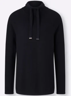 Pullover|heine Stehkragenpullover mit Zierbändern marine
