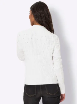 Pullover|heine Stehkragenpullover mit Zopfmuster, ECOVERO-Qualität ecru