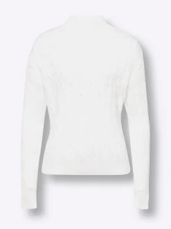 Pullover|heine Stehkragenpullover mit Zopfmuster, ECOVERO-Qualität ecru