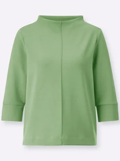 Pullover|Shirts| Stehkragenshirt mit 3/4-Ärmeln reseda
