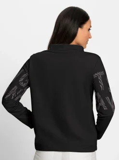Shirts|heine Stehkragenshirt mit Schrift- und Animalprint schwarz