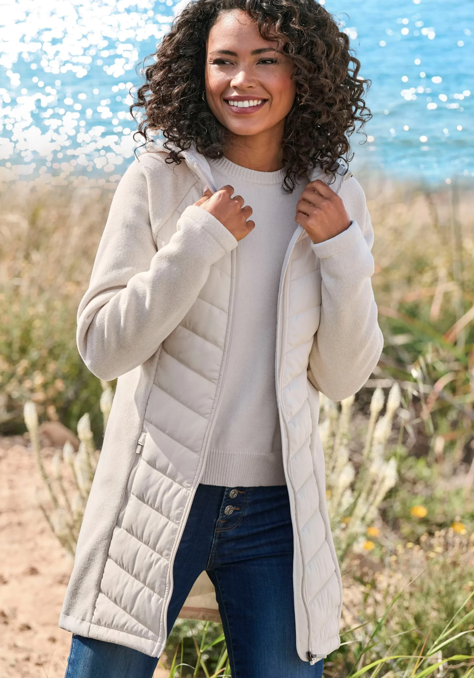 Jacken|Vivance Steppjacke beige