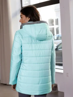 Jacken| Steppjacke mit abnehmbarer Kapuze kalkmint