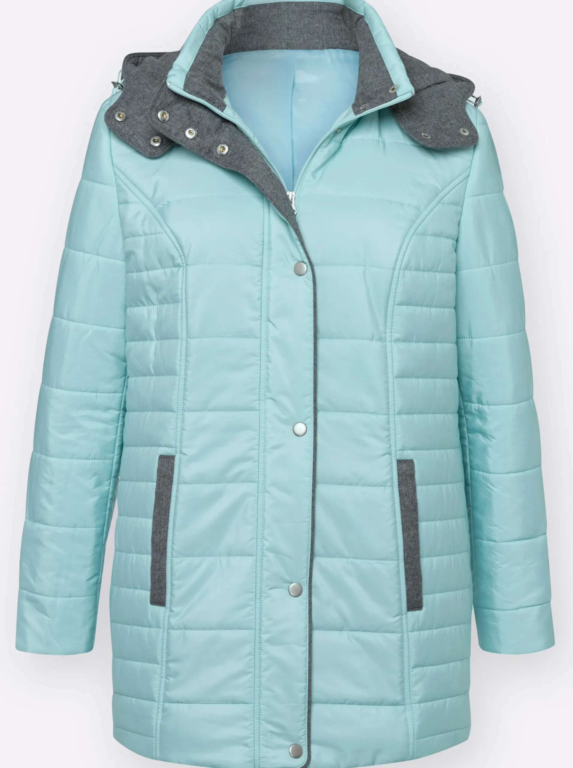 Jacken| Steppjacke mit abnehmbarer Kapuze kalkmint