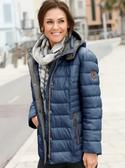 Jacken| Steppjacke mit abnehmbarer Kapuze jeansblau