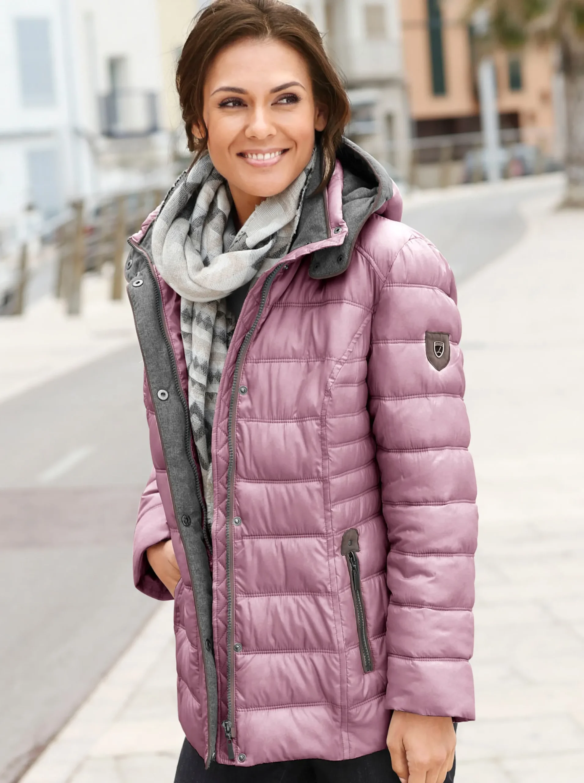 Jacken| Steppjacke mit abnehmbarer Kapuze mauve