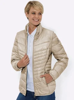 Jacken| Steppjacke mit abzippbaren Ärmeln beige