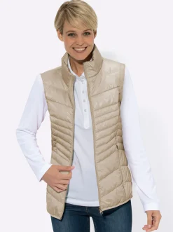 Jacken| Steppjacke mit abzippbaren Ärmeln beige