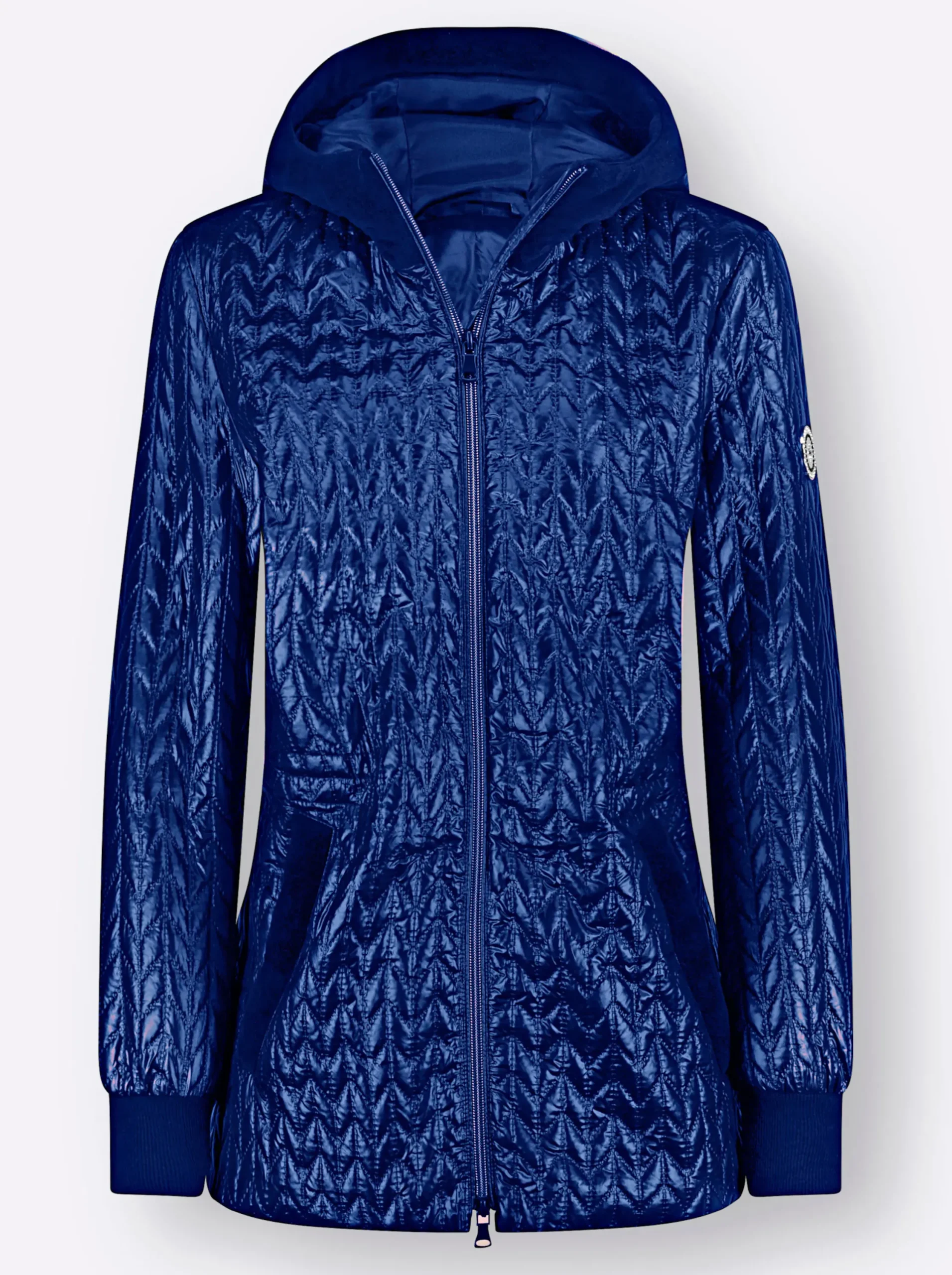 Jacken| Steppjacke mit Details aus Samt royalblau