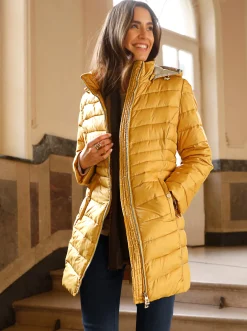 Jacken| Steppjacke mit dezentem Glanz ocker
