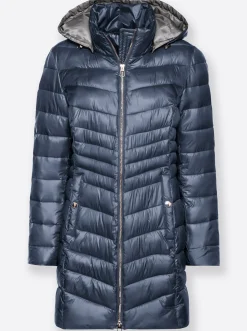 Jacken| Steppjacke mit dezentem Glanz rauchblau