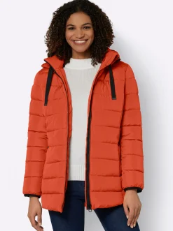 Jacken| Steppjacke mit elastischer Kontrast-Paspelierung rostrot