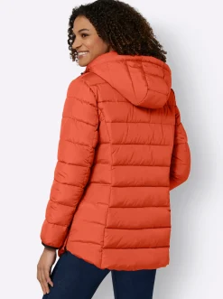 Jacken| Steppjacke mit elastischer Kontrast-Paspelierung rostrot