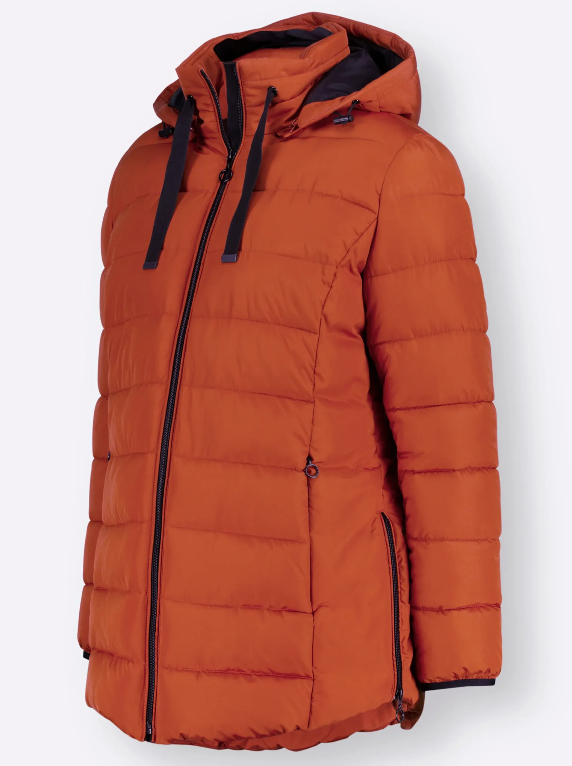 Jacken| Steppjacke mit elastischer Kontrast-Paspelierung rostrot