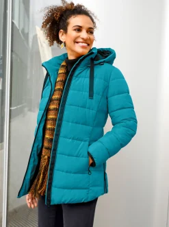 Jacken| Steppjacke mit elastischer Kontrast-Paspelierung aquapetrol
