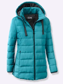 Jacken| Steppjacke mit elastischer Kontrast-Paspelierung aquapetrol