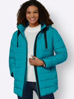 Jacken| Steppjacke mit elastischer Kontrast-Paspelierung aquapetrol