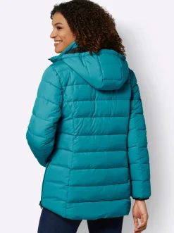 Jacken| Steppjacke mit elastischer Kontrast-Paspelierung aquapetrol