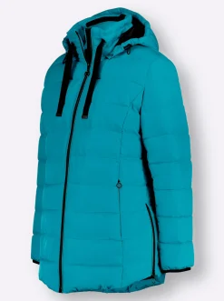 Jacken| Steppjacke mit elastischer Kontrast-Paspelierung aquapetrol