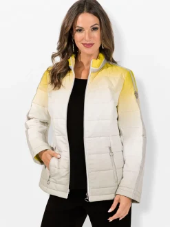 Jacken| Steppjacke mit Farbverlauf limone-ecru-bedruckt