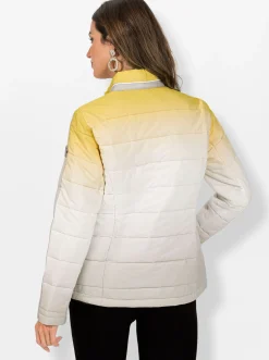Jacken| Steppjacke mit Farbverlauf limone-ecru-bedruckt