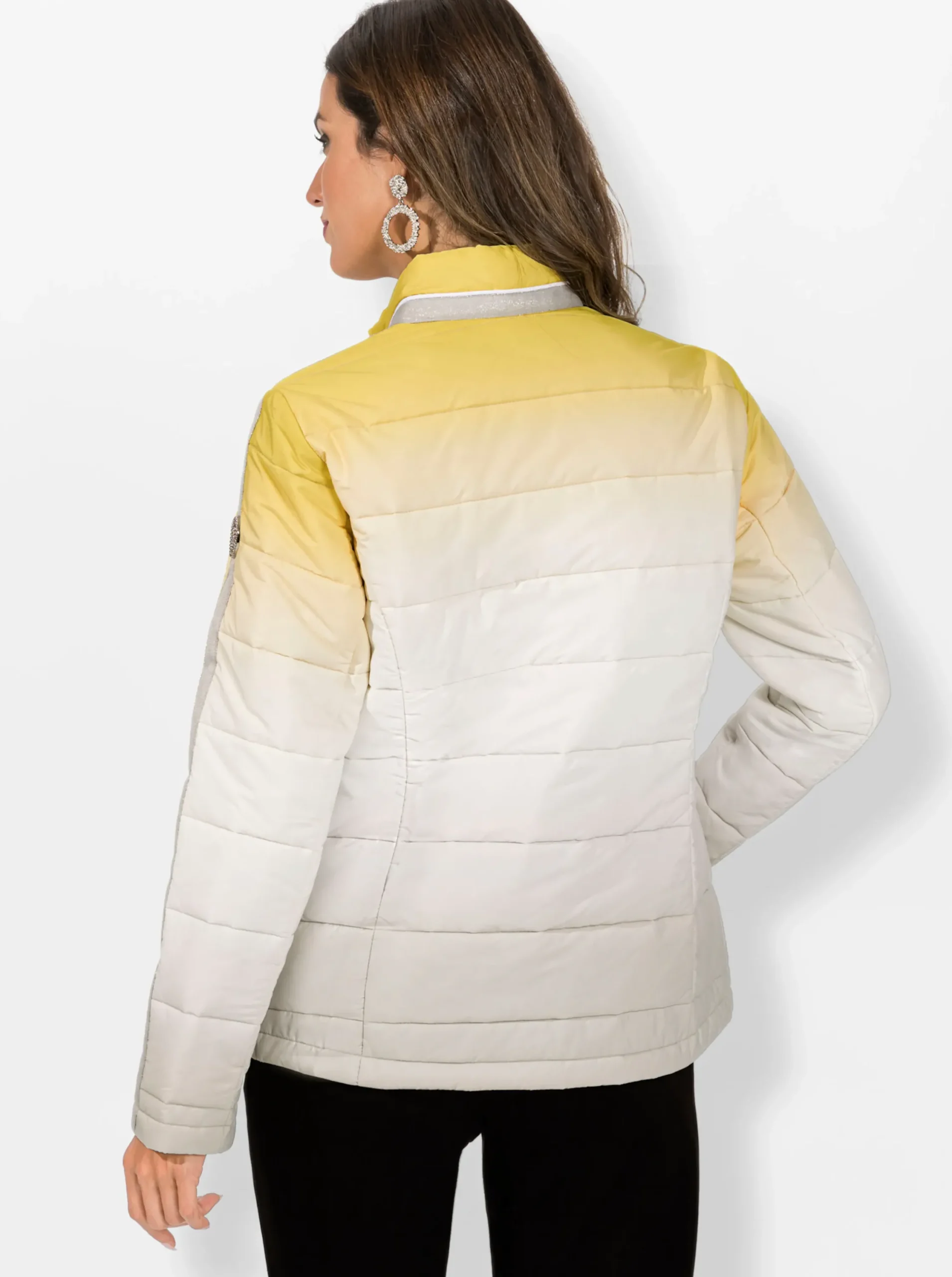 Jacken| Steppjacke mit Farbverlauf limone-ecru-bedruckt