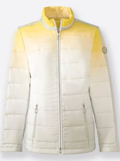 Jacken| Steppjacke mit Farbverlauf limone-ecru-bedruckt