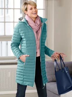 Jacken| Steppjacke mit Kapuze, abnehmbar mint-meliert