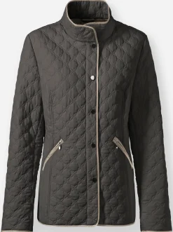 Jacken| Steppjacke mit kontrastfarbenen Paspeln graphit
