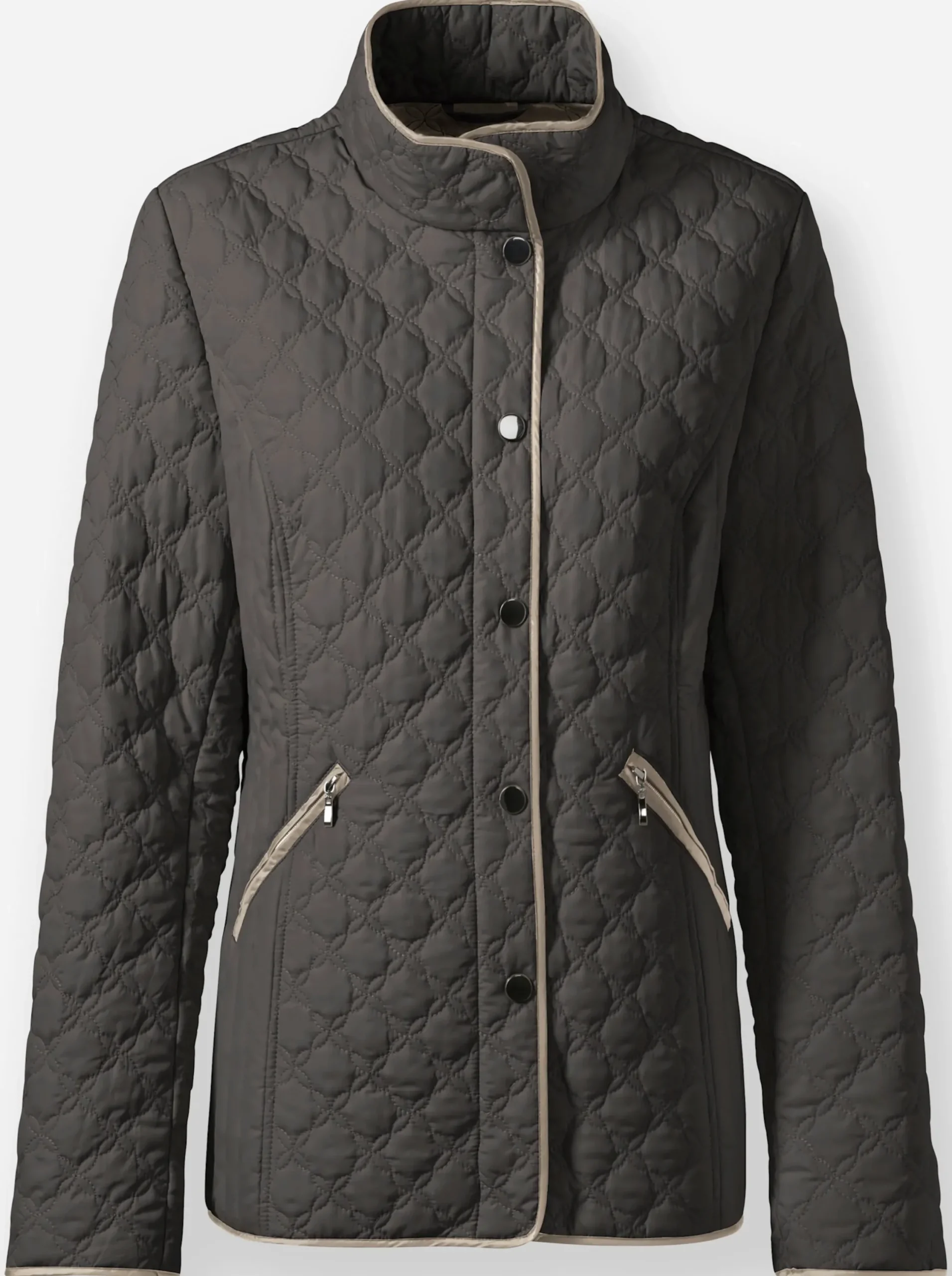 Jacken| Steppjacke mit kontrastfarbenen Paspeln graphit