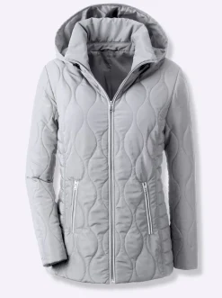 Jacken| Steppjacke mit kontrastreichen Akzenten steingrau