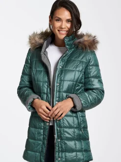 Mäntel|Jacken| Steppjacke mit Reißverschluss-Seitenschlitzen jadegrün