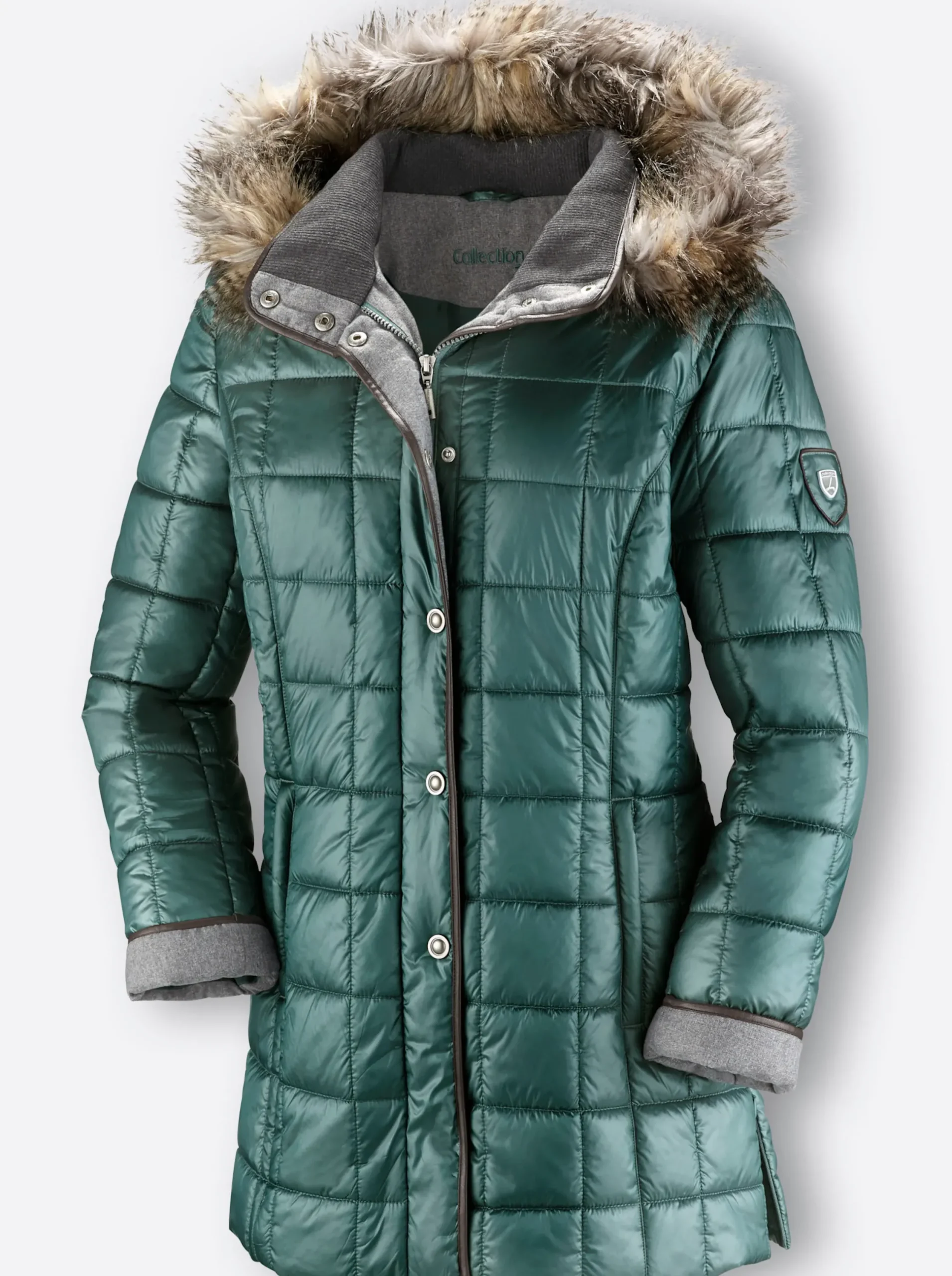 Mäntel|Jacken| Steppjacke mit Reißverschluss-Seitenschlitzen jadegrün