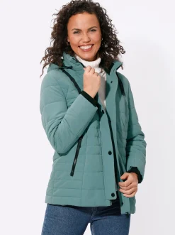 Jacken| Steppjacke mit Ripsband-Verzierung jade