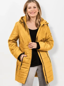 Jacken| Steppjacke mit seitlichen Reißverschlüssen ocker