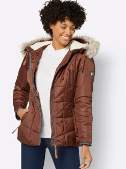 Jacken| Steppjacke mit Teddy-Fleece rotbraun