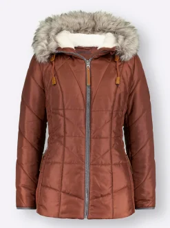 Jacken| Steppjacke mit Teddy-Fleece rotbraun