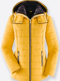 Jacken| Steppjacke mit Teddy-Fleece innen curry